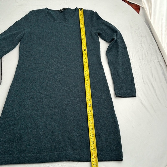 Theory green multicolor crew neck cashmere fitted sweater dress M - Picture 8 of 11